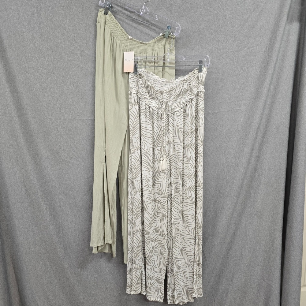 Kiwi & Punch and Saltylemon Wide Leg Summer Pants Bundle Artichoke Palm XL L